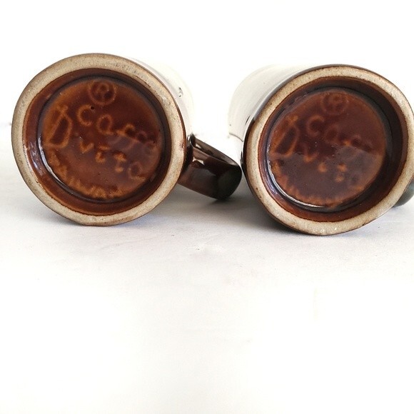 Vintage70s Caffe D'Vita Stoneware Drip Glaze Espresso Demitasse Cups 4 oz - Picture 6 of 8